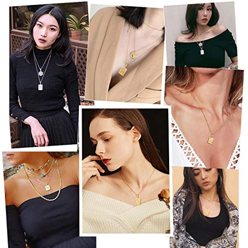 U7 Initial A-Z Letter Pendant Necklace Mens Womens Capital Letter Yellow Gold Plated Cable Rolo Chain C #TOP1