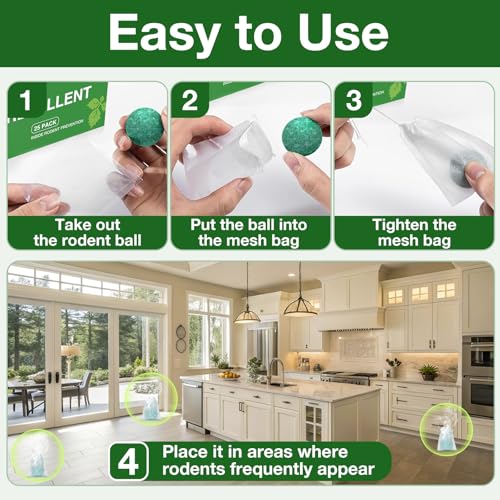 mouse rodent repellent 25 pack peppermint oil mouse repellent balls for rats mice deterrent natural mouse traps for indoor outdoor use keep rodents away from garden and home family amp pet safe 03