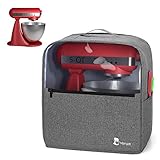 Yarwo Visible Stand Mixer Cover Compatible with 4.5 qt and All 5 qt KitchenAid Mixer, Protective Dust Cover with Top Handle and Pockets for Accessories, Gray