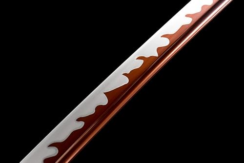 Miniatura 5 de HERO SWORD Katana de una pieza lista para combate, T1095, acero de alto carbono, hoja azul, espada Zoro, espada samurái muy afilada, espada japonesa