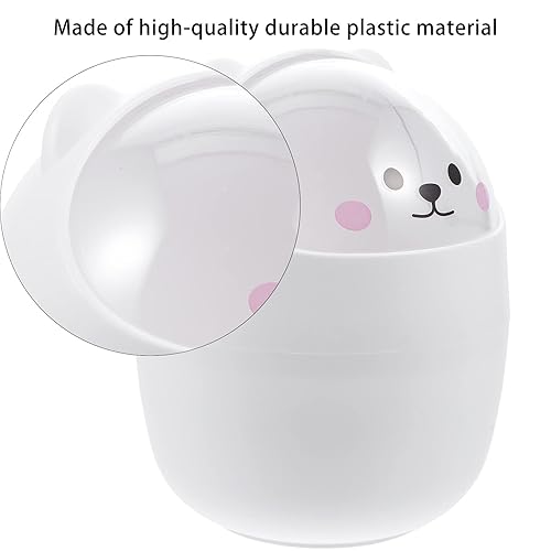 Miniatura 4 de LIFKOME Lindo mini bote de basura de escritorio con tapa, escritorios de dibujos animados, animales de dibujos animados, cubo de basura pequeño de