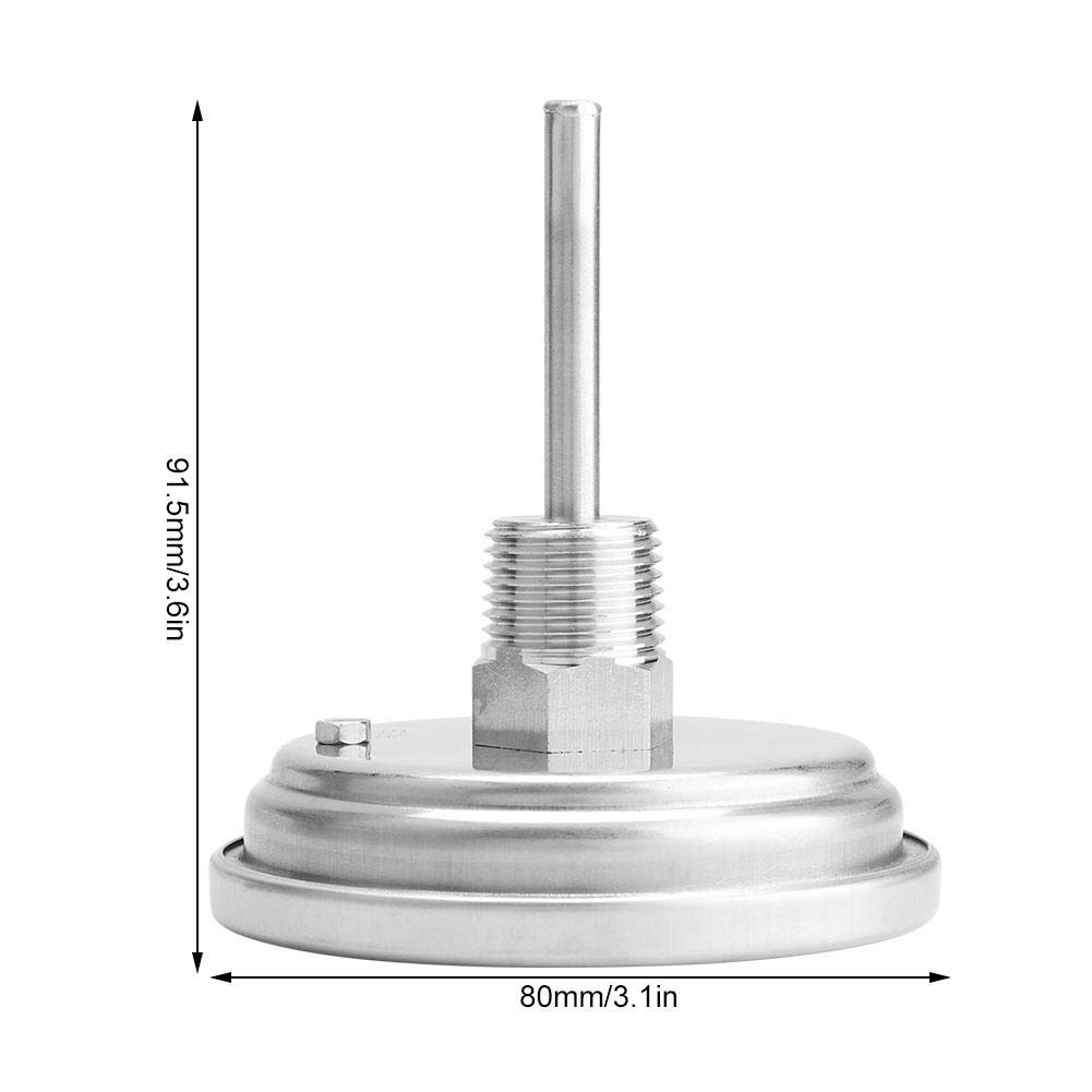 Thermomètre Bimétallique Industriel, Double Échelle, 7,9 x 9,1 cm, pour Cuves de Purée et Brassage Maison