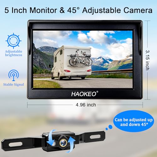 Image of Backup Camera for Truck 5 Inch 1080P Front Rear View Monitor kit Auto Color Image Night Vision, Plug & Play,IP69 Waterproof Grid Lines for Car /RV /Tractor /Semi-Trailers /Pickup H11