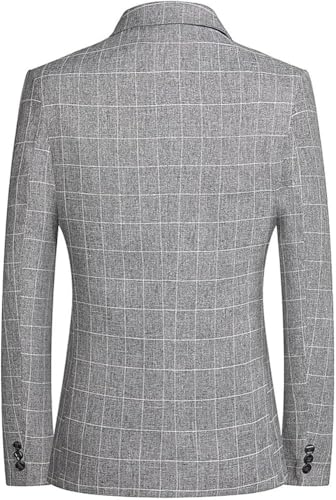 Men's Slim-Fit Plaid Business Casual Jacket Two Button Formal Suit Coat Formal Four Seasons2