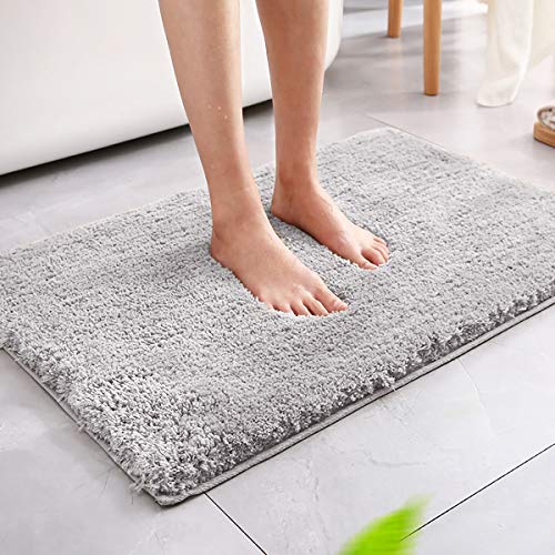 Magicfun Alfombra de baño, Alfombra Absorbente Antideslizante, Alfombra de baño de Microfibra esponjosa, alfombras de Ducha de Chenilla Suave Absorbente de Agua, Lavable a máquina(Gris Claro)