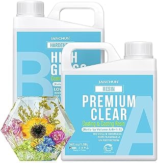 JANCHUN 72oz Clear Epoxy Resin Kit High Gloss Casting and Coating Bubbles Free Art Resin for River Table Tops, Jewelry Making Projects, DIY Crafts, Tumblers, Molds, Art Painting