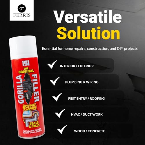 FERRIS | The Original Gorilla Filler [2 x 500ml] Weatherproof Expanding Foam Filler | Securely Seals & Fills, Squeezes into Gaps | Suitable for Filling, Sealing Gaps & Cavities - Image 3