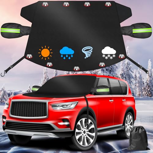 Image of Car Windshield Cover, 2025 Upgrade Windshield Cover for Ice and Snow, 600D Heavy Duty Oxford Fabric Windshield Cover,Universal Windshield Protector for Most Car Protects Against Snow,Frost,UV(70 inchx49 inch)