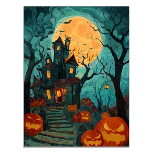 Poster dessin animé d’Halloween en grande toile murale verte de 70x100cm