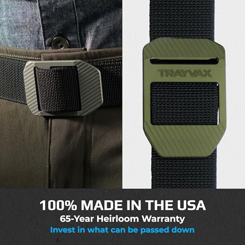 Image of Trayvax Tactical Belt, Nylon Web Cinch Belt for Men and Women, Outdoor Hiking and Military Accessories, CNC Machined