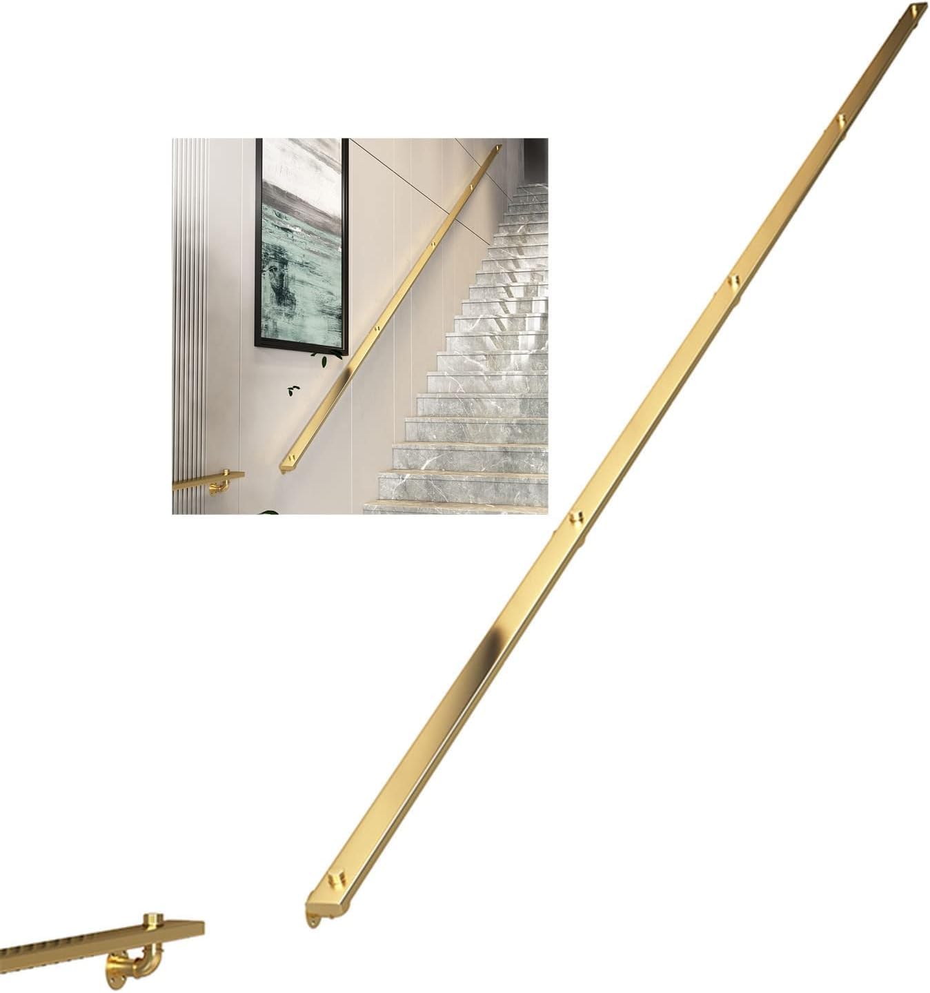 WaiDXn Outdoor Handrail Wall Non-slip Handrail Railing Industrial Pipe Stair Handrail Safety Handrail(120cm)