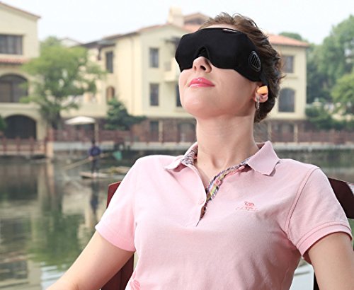 Latta Alvor Máscara de Ojo, 3D Antifaz para Ojos Antifaz para Dormir Calor con Tapones para los oídos para Hombres y Mujeres Eyemask Máscara de Ojo (Negro)