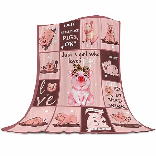Abaysto Couverture polaire en flanelle pour fille et garçon – Couverture polaire super douce et pelucheuse à motif de cochon de dessin animé pour canapé, sofa, lit, cadeau pour enfants, 100 x 130 cm