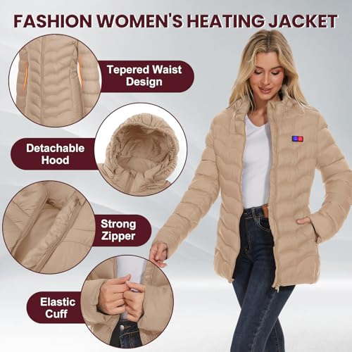 The Best Heated Jackets for Women Over 50: Rechargeable Warmth Without the Bulk 16 OAOA innovation Womens Heated Jacket with 10000mAh Battery Pack, Dual Control Button Heated Coat(L)