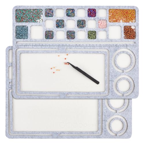 BENECREAT 37.8x27.7 cm Filzperlen-Designbrett, Perlenmatte Aus Grauem Filz, Perlentablett Mit Gittern, DIY-Perlenpads Für Kunsthandwerk, Schmuckherstellung, Perlenzubehör, 6 mm Dick