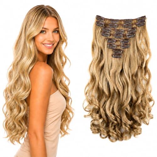 Extensiones de clip CAISHA XXL: soluciona el pelo fino con pelo largo sintético ondulado