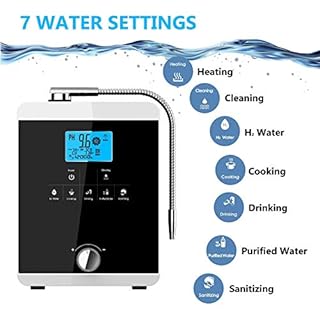 JIANGSS Machine de purificateur d'eau et ioniseur d'eau, Machine à Eau Acide alcaline PH 3-11, jusqu'à -800 mV ORP, électrode à 11 plaques, Filtre à Eau Tactile LCD à Nettoyage Automatique (Noir)