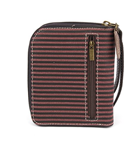 CHALA Poodle Deluxe Zip around Wallet in Mauve Stripe Pattern (Poodle)3