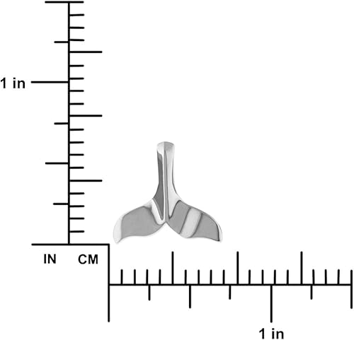 Miniatura 3 de Collar con colgante de cola de ballena lisa de plata de ley con cadena