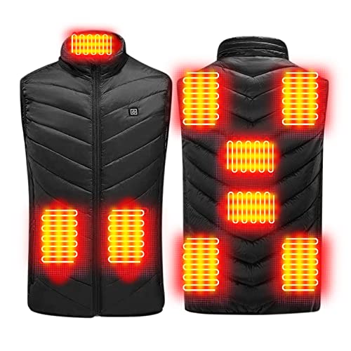 Bolukets Gilet Chauffant Homme Femme Veste Électrique USB Chauffante avec 9 Zones réchauffeurs 3 Modes,Hiver Chauffe Vêtement de Chauffage pour Ski Moto Chasse(Batterie Non Incluse)(Noir,XL) Cover