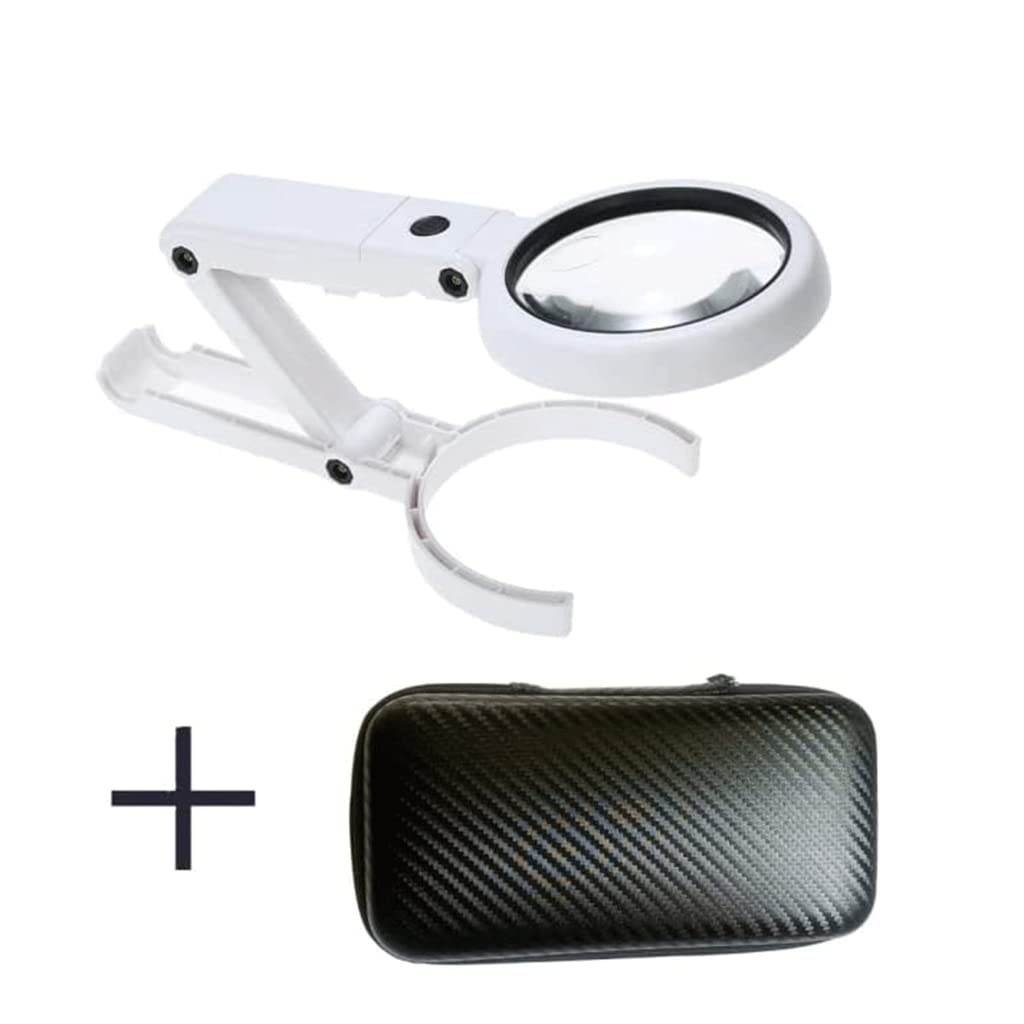 Rieort Lente Ingrandimento Lente d'Ingrandimento con Luce a LED Pieghevole Portatile 5X 11x Lente d'Ingrandimento Portatile per la Lettura di Libri di giornali più Chiaro