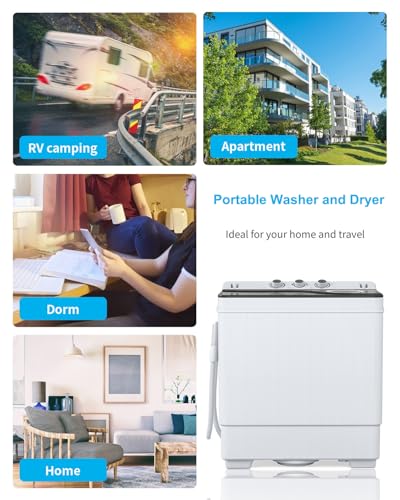Bnsply XYJ-04 26Lbs Portable Washing Machine And Dryer, Twin Tub Portable Washer Dryer Combo With Drain Pump, Semi-Auto 18Lbs Washer Mini Laundry Machine thumb #7