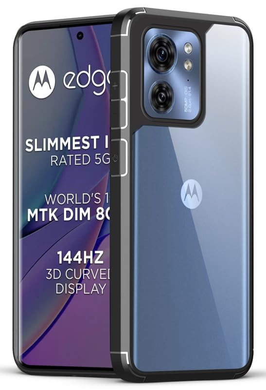 Mr. Case Transparent case with Silicone Frame Back Cover for Motorola Moto Edge 40 5G | Shockproof Transparent Hard Back Shockproof Bumper - Transparent (Black Border) (B0CWV4Z33X) Amazon Price History, Amazon Price Tracker