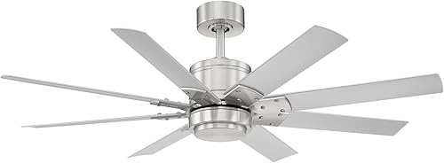 Miniatura 4 de Renegade - Ventilador de techo inteligente de 8 aspas para interiores y exteriores, níquel cepillado de titanio con kit de luz LED de 3000 K y