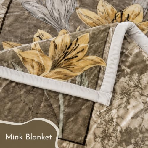 Image of Signature Special Limited Edition Super Soft Double Layered Blanket - 1100 GSM Winter Luxury - Reversible, Ultra Warm & Plush - King & Single Bed (Golden Lily, Double)