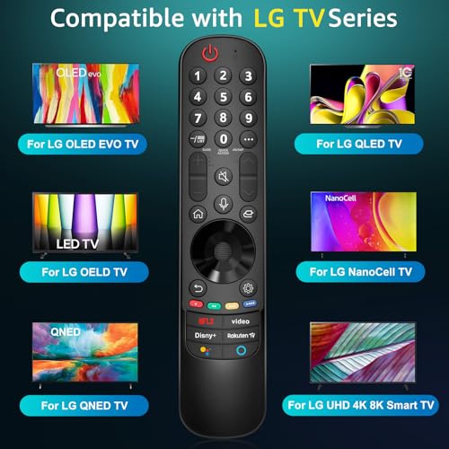 Für LG-Smart-TV-Fernbedienung, Magic Remote Universal für LG NanoCell QNED OLED QLED UHD TV, Kompatibel mit MR21 MR22 MR23 MR24 AKB76037605 AKB76040301
