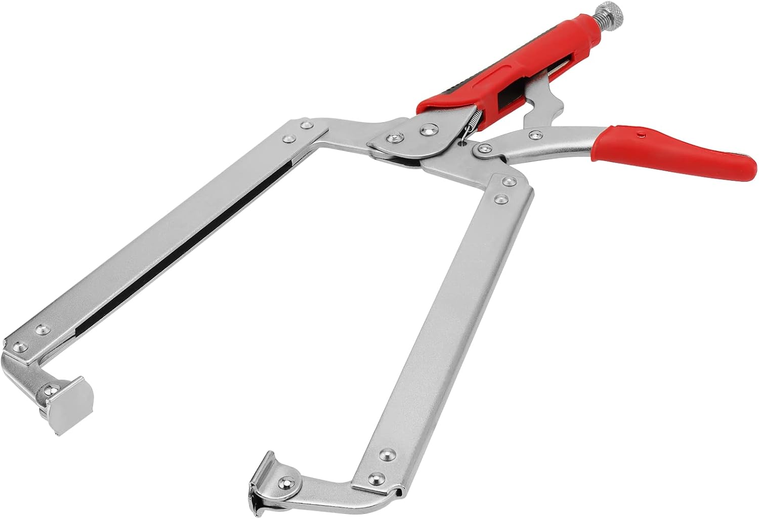 KEILEOHO 3 PCS 18 Inch C Clamp Locking Pliers, Heavy Duty Vise Grip C Clamp with Swivel Pads and TPR Handle, Face Clamps for Woodworking and Welding, Nickel Plated Locking C-Clamps