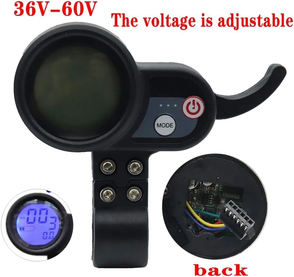 60V 50A Brushless Controller Dual Motor+36V-60V LCD Display Dashboard for Electric Scooter E Bike Replacement Accessories, Black&silver