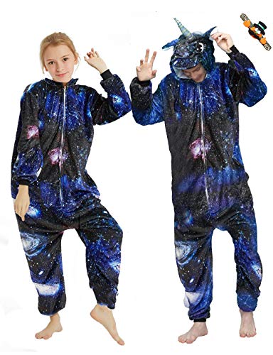 CASABACO Kid Unicorn Onesie Pajamas Costume Boy Girl Onepiece Animal Halloween Christmas, Galaxy, 130