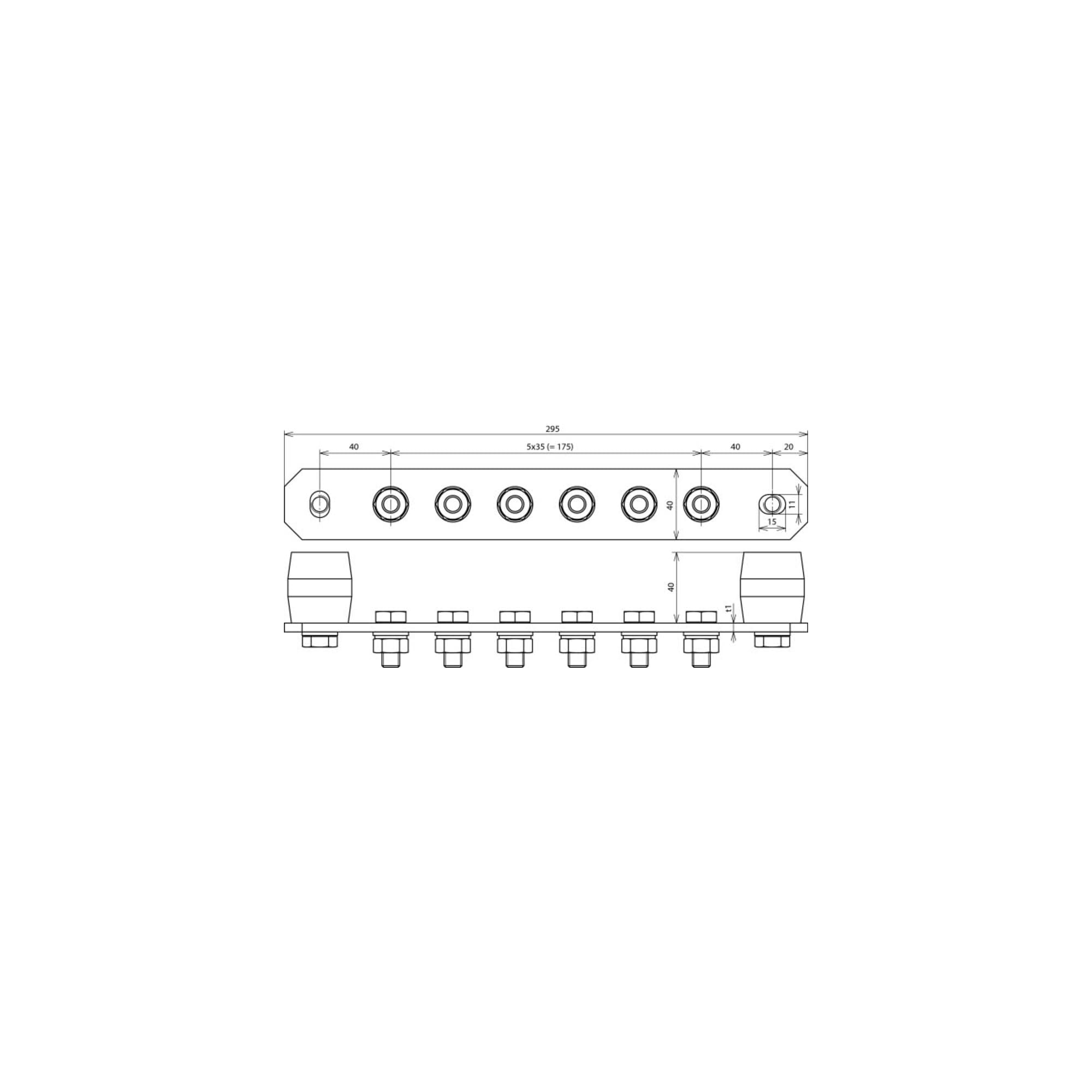 Dehn 472207 – Barra compensazione potenziale 295 x 40 x 5 mm rame