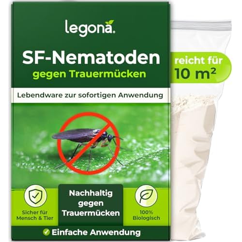 Legona Nematoden zur Bekämpfung von Trauermücken - 10m² Blumenerde / 5 Mio / 60 Pflanzen - Bio Schädlingsfrei Gießmittel für Zimmerpflanzen