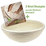[page_title]-Backspiel Brot-Gärkorb mit Brotrezepte eBook Gärkörbchen rund Korb für Brot und Teig naturbelassene Schale Rattan Brotkorb Brotgärform Peddigrohr natürlich
