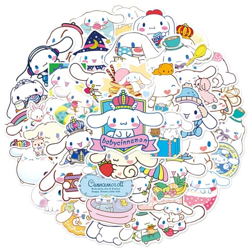50pcs Cinnamoroll Stickers for Water Bottle Waterproof Vinyl Decal for Adult Teen Laptop Skateboard Phone Travel Case Bike Guitar Computer Helmet (Cinnamorol)
