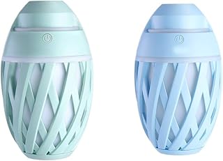 MGWA Steamer Facial Mini USB Air De Voiture Humidificateur Beauté Instrument en Forme d'olive Ions Négatifs Changement Coloré Beauté Compteur d'eau ABS Matériau Deux Modèles Bleus Vert