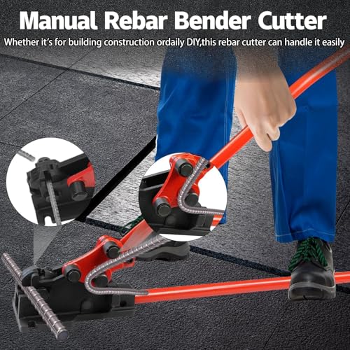 Rebar Bender/Cutter 2 in 1 Metal Tool, Manual Removable Rebar Shears and Bending Machine, cuts and bends rebar up to 5/8" for Construction Site and Home-use, Red - Thumbnail 5