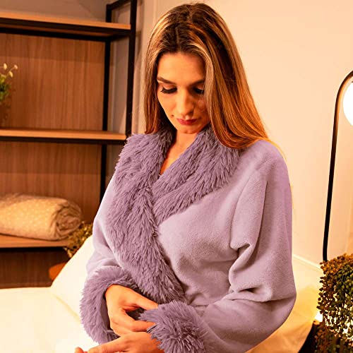 Roupão Flannel Luxus Gola Xale de Plumas Adulto - Appel - M