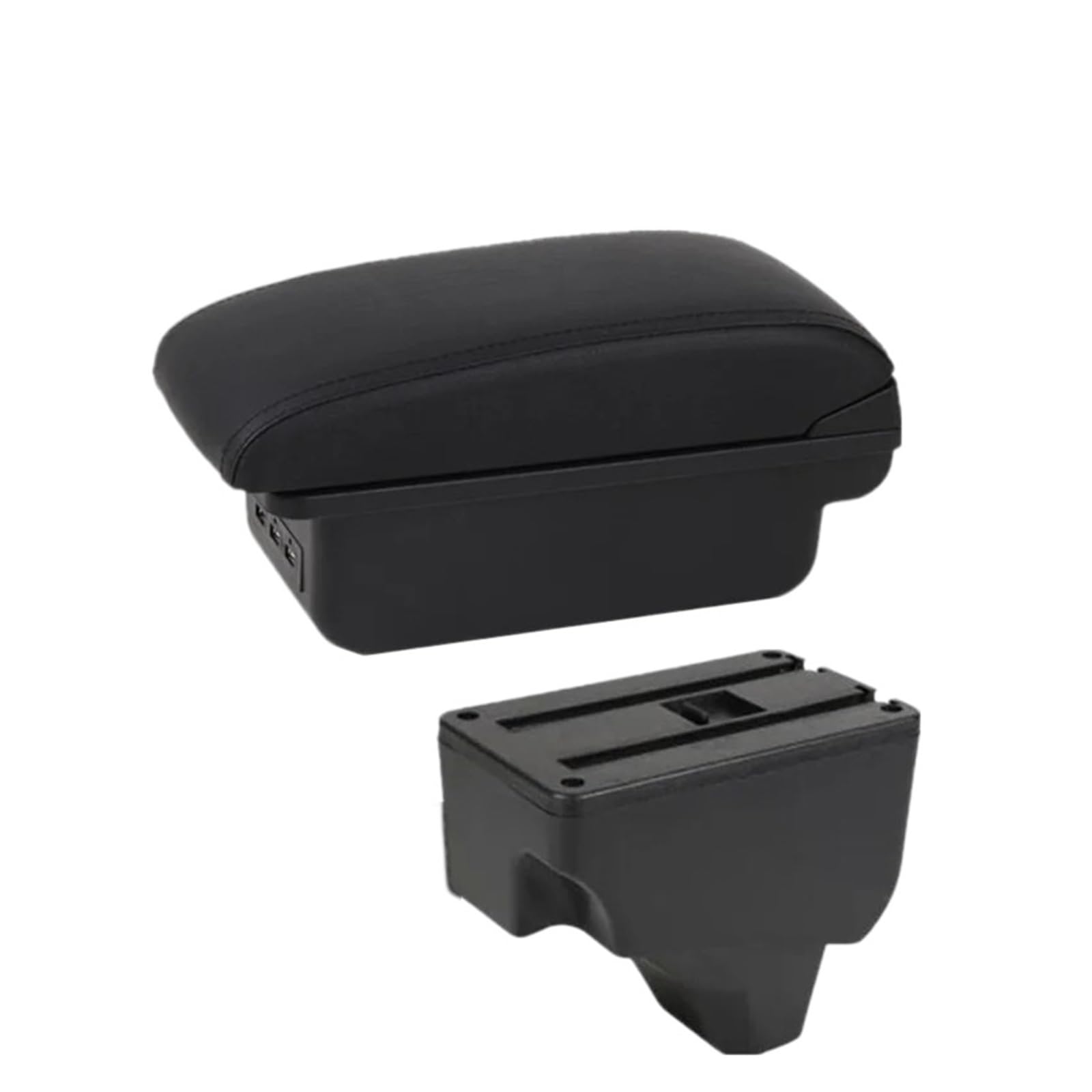 Polvane car armrest cushion For Peugeot 2008 Armrest Box For 208 2019-2024 Car Storage Dedicated Retrofit Parts(B1 Black line 3USB)