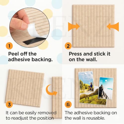 Image of KRENZ Self Adhesive Bulletin Notice Board (30 X 30 Cm) with Drawing Pins List Board for Wall Vision Board for Manifestation Wall Boards Message Board for Office School Collage (4, Cream Line)