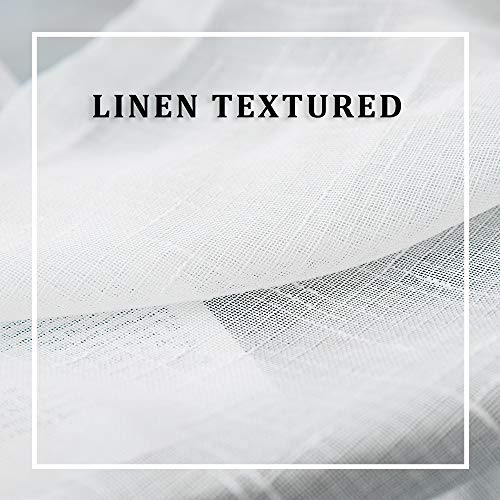 Miulee 2 Pieces White Semi Sheer Curtains For Front French Door Linen Textured Window Panels For Light Filtering W 25 X L 40 Inches #TOP3