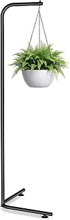 Hanging Plant Stand Indoor, Corner Plant Stands for Indoor Plants, Black Metal Hanging Plant Holder, Standing Plant Hanger for Living Room, Balcony, Garden, Bathroom (61 in)