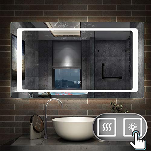 Xinyang 1200x700 Bathroom Mirrors with LED Lights,Demister Pad,Dual Touch Sensor Switch,Wall Mounted,IP44
