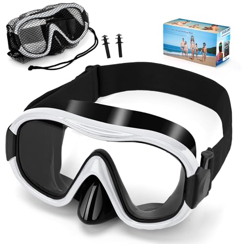 Image of Diving Mask , Professional Anti-Fog Snorkel Goggles, Anti-Leak Swim Mask with Soft Adjustable Strap & Mesh Bag, Earplug