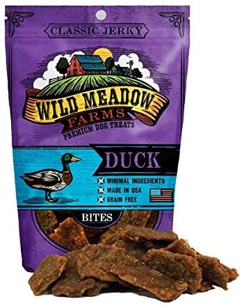 Wild Meadow FarmsClassic Duck Bites, Soft Jerky Treats for Dogs, Grain-Free & All-Natural, Ideal for Training, Portioning, and High-Value Rewards for All Breeds & Ages - 3.5 Ounce Pouch