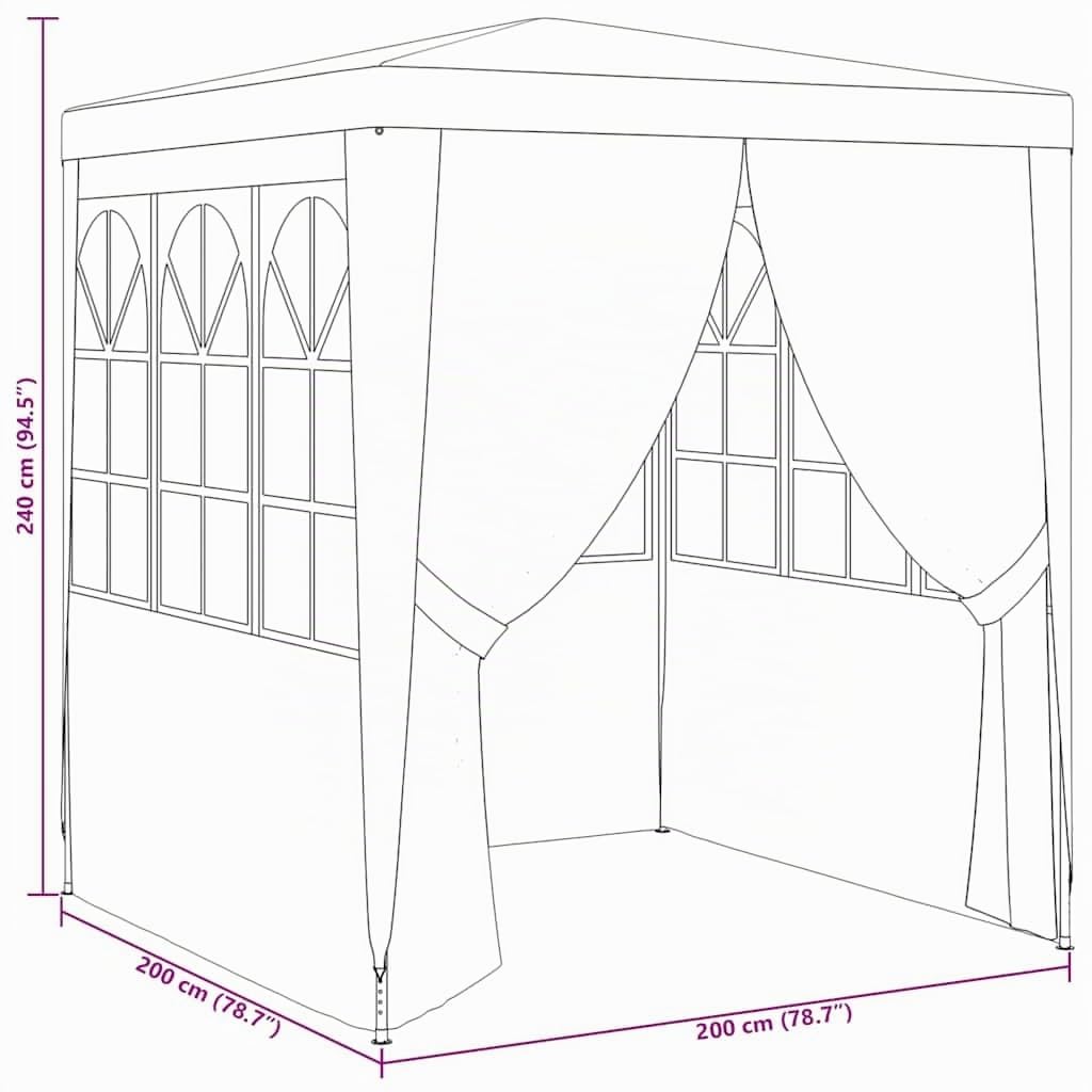 vidaXL Gazebo Professionale con Pareti Tenda per Feste Tendone Copertura Telo di Protezione Padiglione per Eventi 2x2 m Bianco 90 g/m²