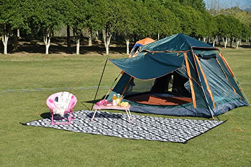 Ecoflorer Reversible Mats 6'*9' Grey&White Camping Rugs Patio Mat Large Area Rug RV Camping,Beach,Picnic,Trailer,Deck,Yard Area Rug - Image 5