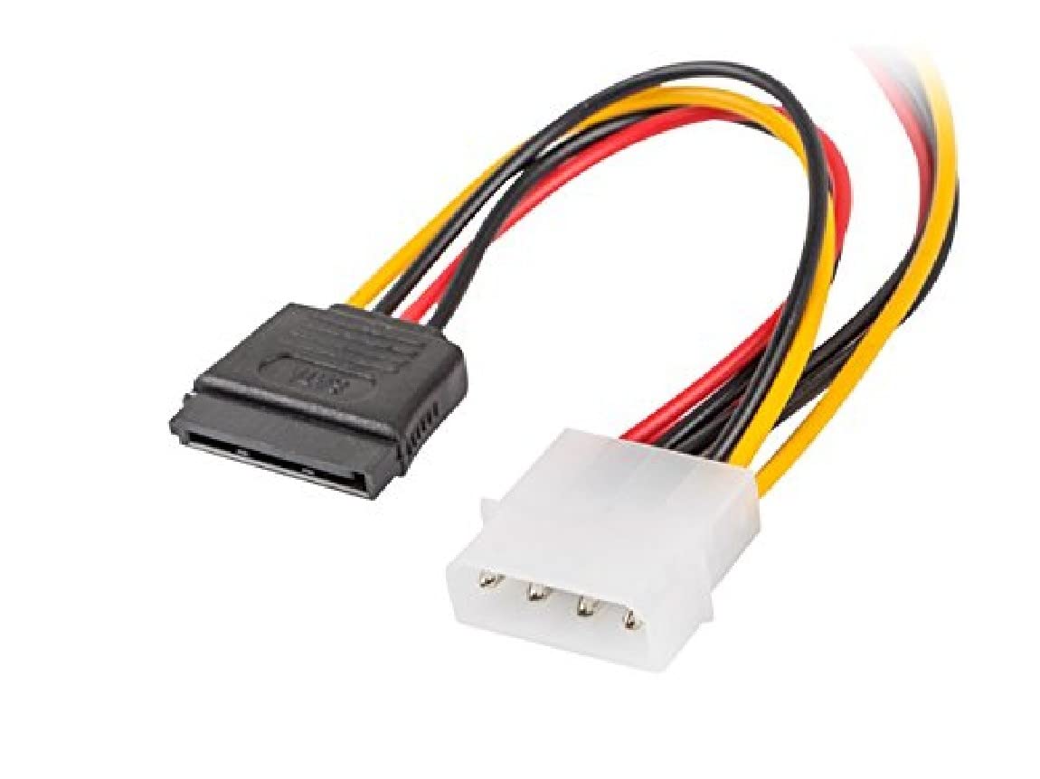 lanberg CA-HDSA-11CU-0015 Molex 4-Pin Male to Sata 15-Pin Female 2X Power Cable 15 cm Multi-Coloured